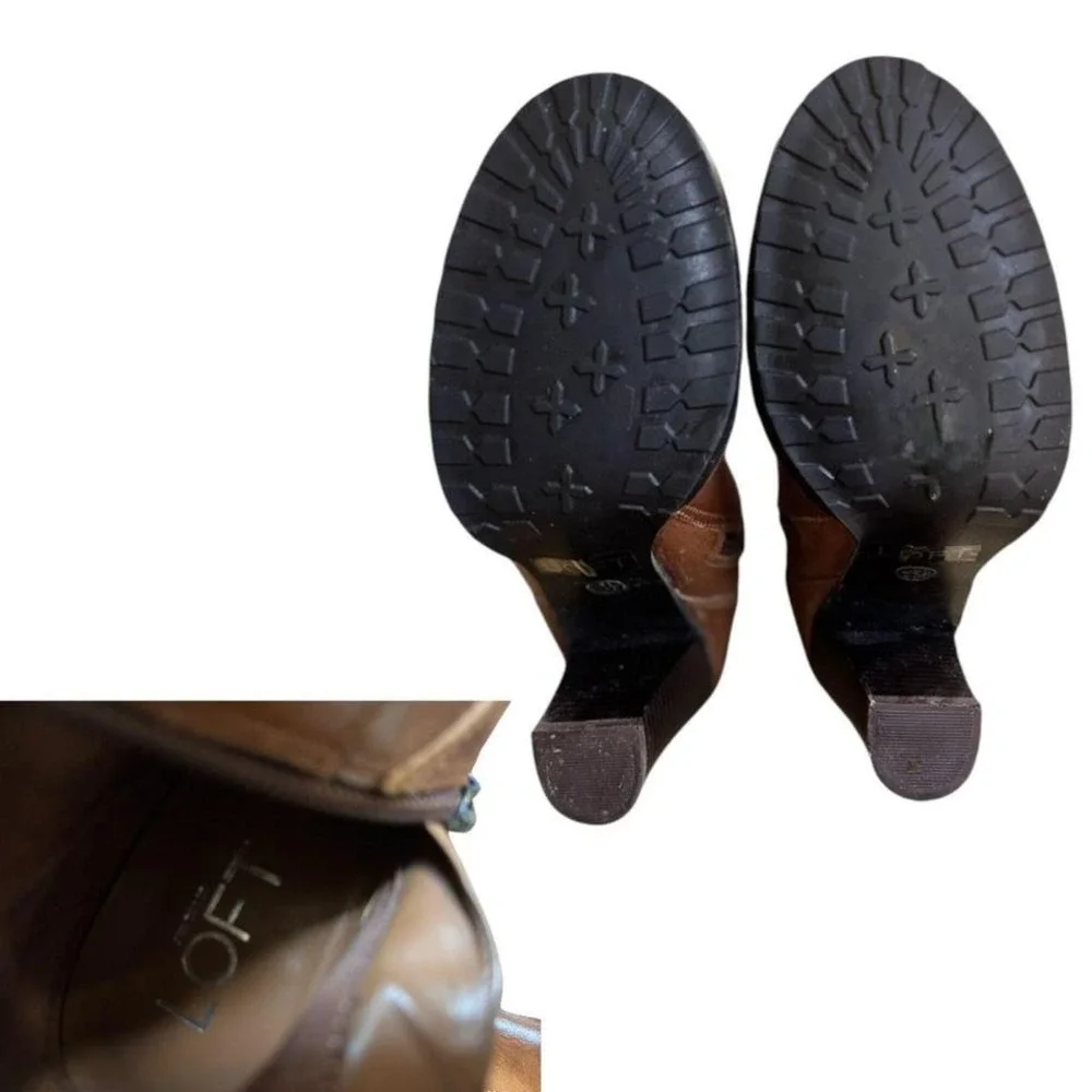 Y2K 2000'S vtg. Brown Leather‎ Buckle Knee High Ann Taylor Loft Boots size 5 1/2